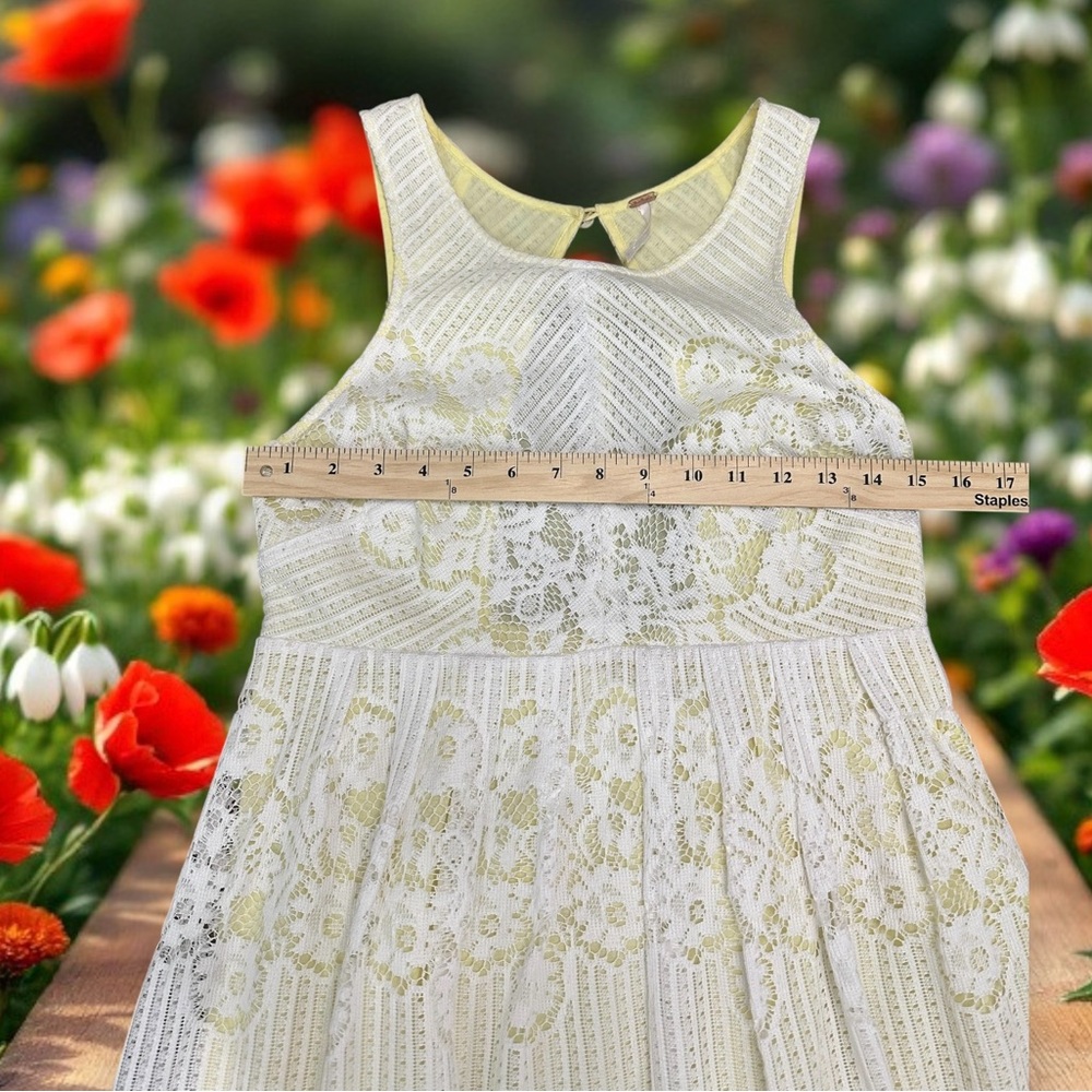 Free People Lacey Cocktail Dress. White / Butter Yellow Lined. Size: 4 - Picture 6 of 11